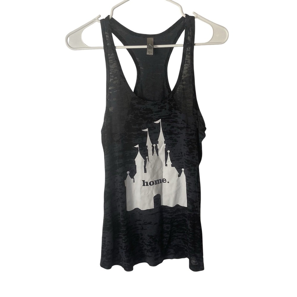 Next Level Disney Castle Home Burnout Racerback Tank Top Gray Womens Large